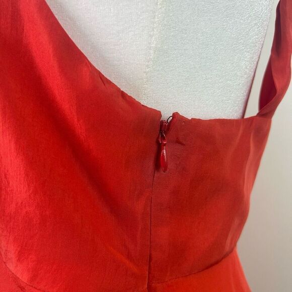 Vintage Banana Republic Y2K 100% Silk Crochet Orange V-Neck Babydoll Top Size 6 - Picture 7 of 13